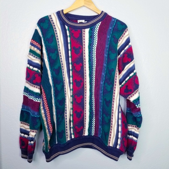 Disney | Sweaters | Vintage Disney Mickey Mouse 3d Knit Coogi Style Sweater  Mens Xxl Rare | Poshmark